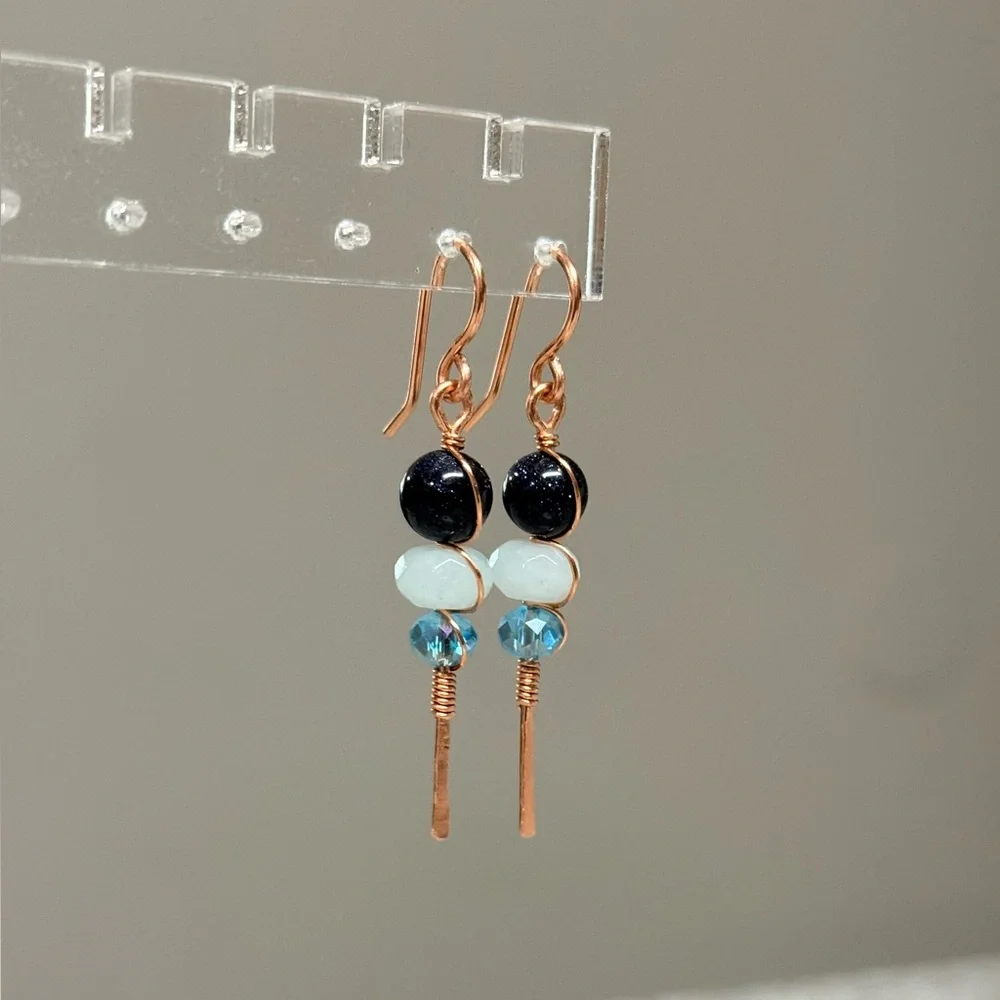 Blue Bubbles Tiered Gemstone Dangle Earrings